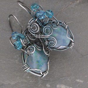 Sterling /opal earrings